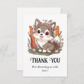 ハッピーキュートな狼の赤ちゃんシャワー サンキューカード (正面/裏面)