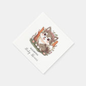 ハッピーキュートな狼の赤ちゃんシャワー スタンダードカクテルナプキン (角)