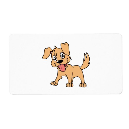 ハッピーキュートな茶色の子犬の舌 ラベル (正面)