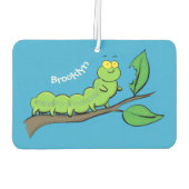 ハッピーキュートグリーンキャタピラーアニメイラストレーション カーエアーフレッシュナー (裏面)