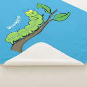 ハッピーキュートグリーンキャタピラーアニメイラストレーション シェルパブランケット (3/4)