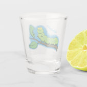 ハッピーキュートグリーンキャタピラーアニメイラストレーション ショットグラス (裏面)
