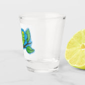 ハッピーキュートグリーンキャタピラーアニメイラストレーション ショットグラス (右)