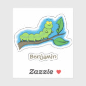 ハッピーキュートグリーンキャタピラーアニメイラストレーション シール (シート)