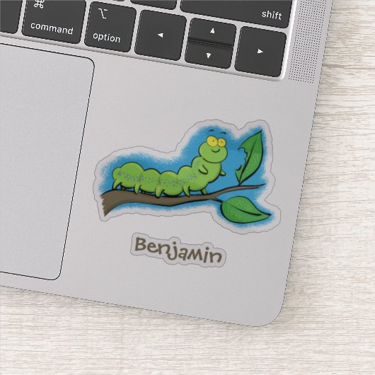 ハッピーキュートグリーンキャタピラーアニメイラストレーション シール (詳細)