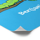 ハッピーキュートグリーンキャタピラーアニメイラストレーション ポスター (角)