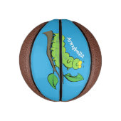 ハッピーキュートグリーンキャタピラーアニメイラストレーション ミニバスケットボール (縦)