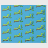 ハッピーキュートグリーンキャタピラーアニメイラストレーション ラッピングペーパー (フラット)