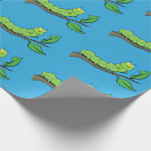 ハッピーキュートグリーンキャタピラーアニメイラストレーション ラッピングペーパー (角)