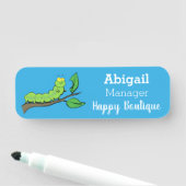 ハッピーキュートグリーンキャタピラーアニメイラストレーション 名札 (インサイチュ)