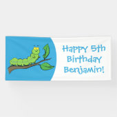 ハッピーキュートグリーンキャタピラーアニメイラストレーション 横断幕 (横)