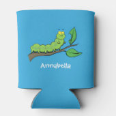 ハッピーキュートグリーンキャタピラーアニメイラストレーション 缶クーラー (裏面)