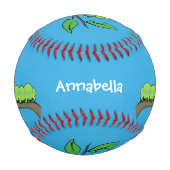 ハッピーキュートグリーンキャタピラーアニメイラストレーション 野球ボール (裏面)