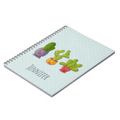 ハッピーキュートサボテンインフラワーポットおもしろいイラストレーション ノートブック (左側)