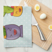 ハッピーキュートサボテンinフラワーポットおもしろいイラストレーション キッチンタオル (四つ折り)