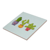 ハッピーキュートサボテンinフラワーポットおもしろいイラストレーション タイル (側面)