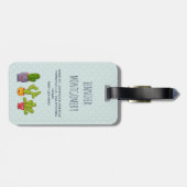 ハッピーキュートサボテンinフラワーポットおもしろいイラストレーション ラゲッジタグ (裏面横)