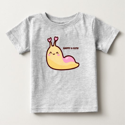 ハッピーキュートスラッグパーソナライズされた文字 ベビーTシャツ (正面)