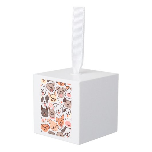 ハッピーキュートパピズパターン1 キューブオーナメント (正面アングル)