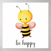 ハッピーキュートビーキッズ飛んでいる子供部屋 ポスター (正面)