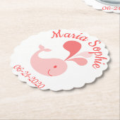 ハッピーキュートピンククジラ ペーパーコースター (アングル)