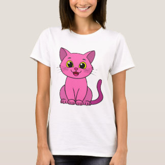 ハッピーキュートピンク子猫 Tシャツ