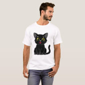 ハッピーキュートブラック子猫 Tシャツ (正面フル)