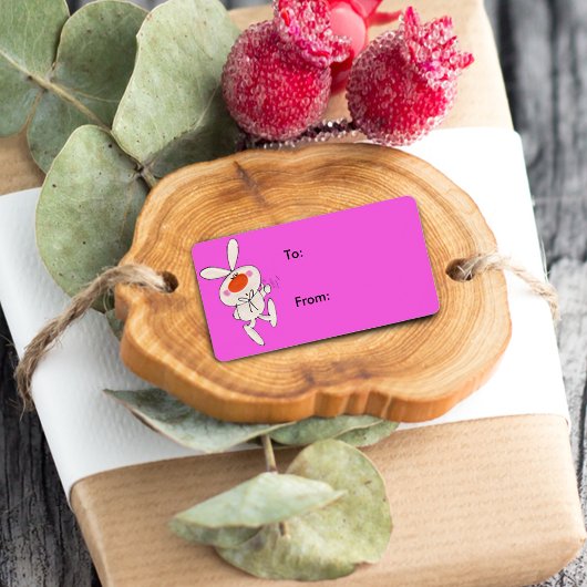 ハッピーキュートホワイトラビットギフトラベル ラベル