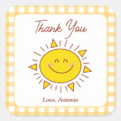 ハッピーキュートリトルサンシャイン子供の誕生日サンキューサンキュー スクエアシール (正面)