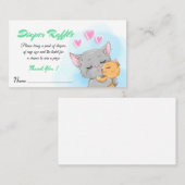 ハッピーキュート猫ベビーシャワーブルーベビーおむつラッフル プレイスカード (正面/裏面)