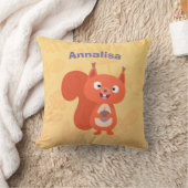 ハッピーキュート赤リス漫画イラストレーション クッション (ブランケット)