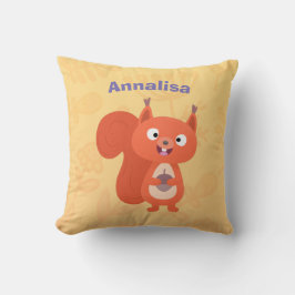 ハッピーキュート赤リス漫画イラストレーション クッション