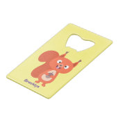 ハッピーキュート赤リス漫画イラストレーション クレジットカード栓抜き (正面アングル)