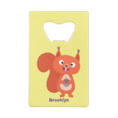 ハッピーキュート赤リス漫画イラストレーション クレジットカード栓抜き (裏面)