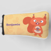 ハッピーキュート赤リス漫画イラストレーション ゴルフヘッドカバー (正面)