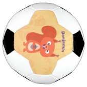 ハッピーキュート赤リス漫画イラストレーション サッカーボール (回転)