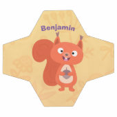 ハッピーキュート赤リス漫画イラストレーション サッカーボール (フラット)