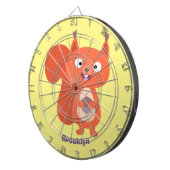 ハッピーキュート赤リス漫画イラストレーション ダーツボード (正面右)