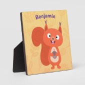 ハッピーキュート赤リス漫画イラストレーション フォトプラーク (正面)