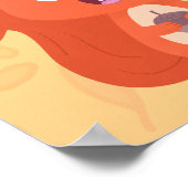 ハッピーキュート赤リス漫画イラストレーション ポスター (角)