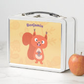 ハッピーキュート赤リス漫画イラストレーション メタルランチボックス (インサイチュ)