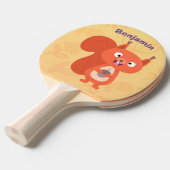 ハッピーキュート赤リス漫画イラストレーション 卓球ラケット (正面アングル)