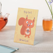 ハッピーキュート赤リス漫画イラストレーション 台座サイン (インサイチュ)