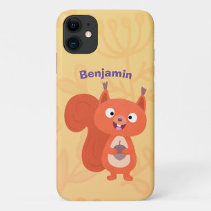 ハッピーキュート赤リス漫画イラストレーション iPhone 11 ケース