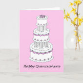 ハッピーキンセアニェラかわいらしピンクとホワイトの3層 カード (黄色い花)