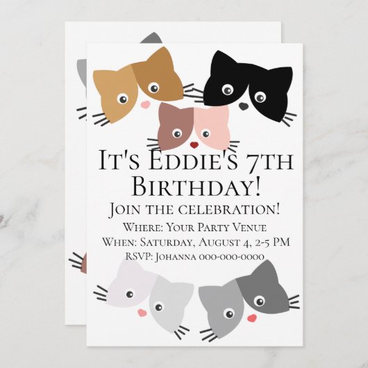 ハッピークエインゲンシントンズ誕生日 招待状 (正面/裏面)