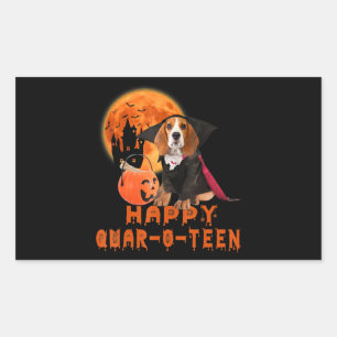 ハッピークォーテンbeagleハロウィーン犬ヴァンパイアギフト 長方形シール