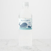 ハッピークジラ海バブルパーソナライズされたベビーシャワー ペットボトルラベル (正面)