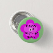 ハッピークス誕生日かわいいピンク色の花弁グラデーション 缶バッジ (正面&裏面)