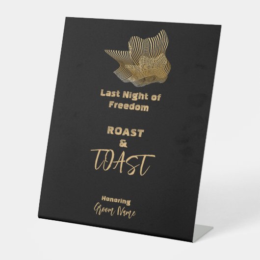 ハッピークラウンブラック&金ゴールドバチュラーパーティ 台座サイン (正面)